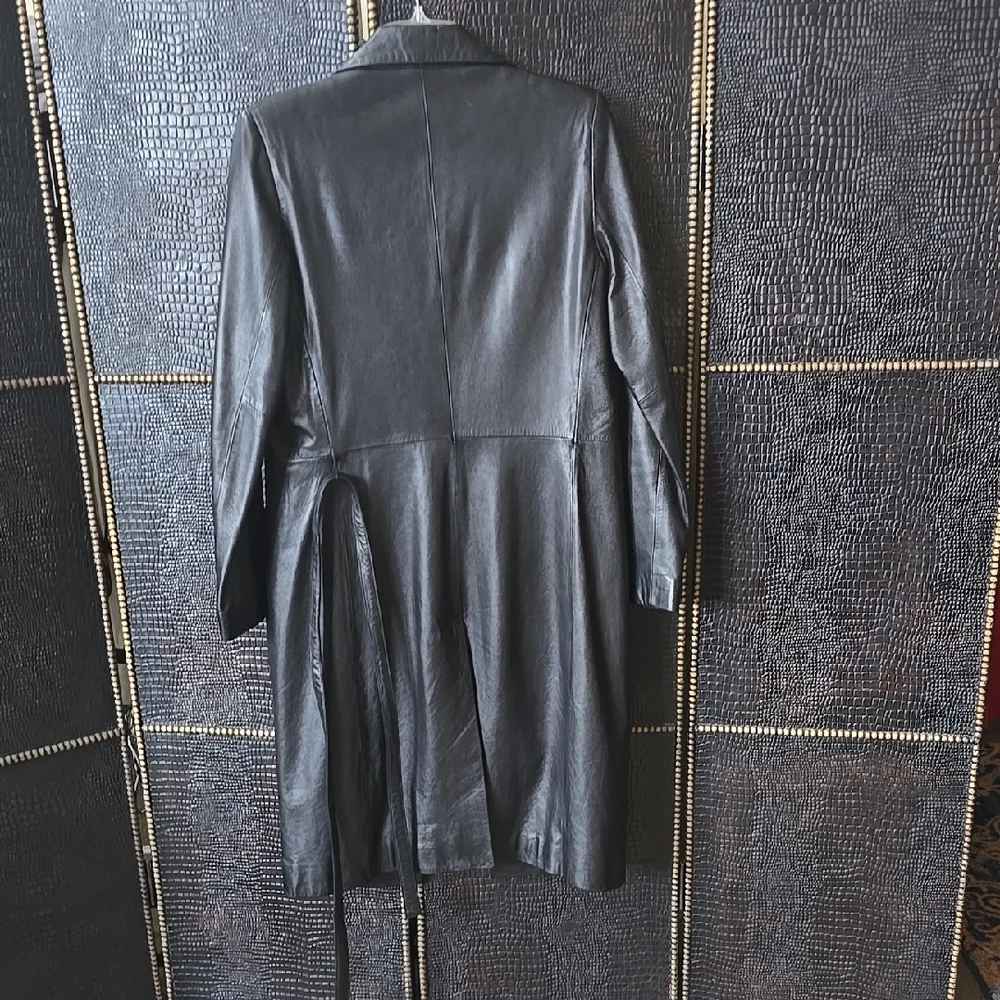 Kenneth Cole Black Trench Coat Timeless Elegance - Picture 8 of 16